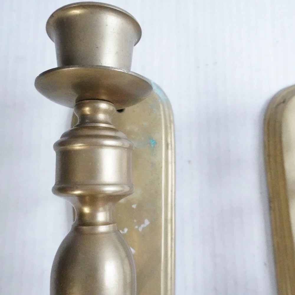 Vintage Brass Wall Sconce Candle Holders Pair Ornate‎ Traditional